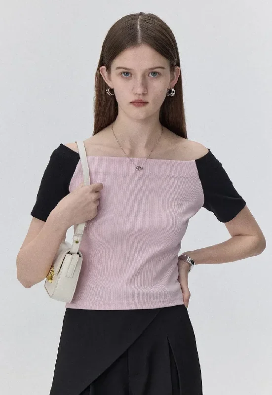 Elegant Contrast Colorblock Knit Top - Versatile and Fashionable