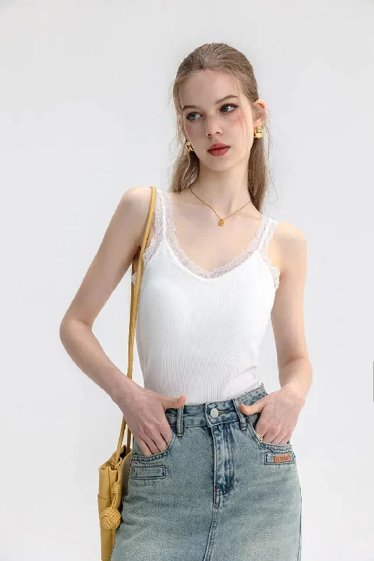 Lace-Trimmed Knit Camisole