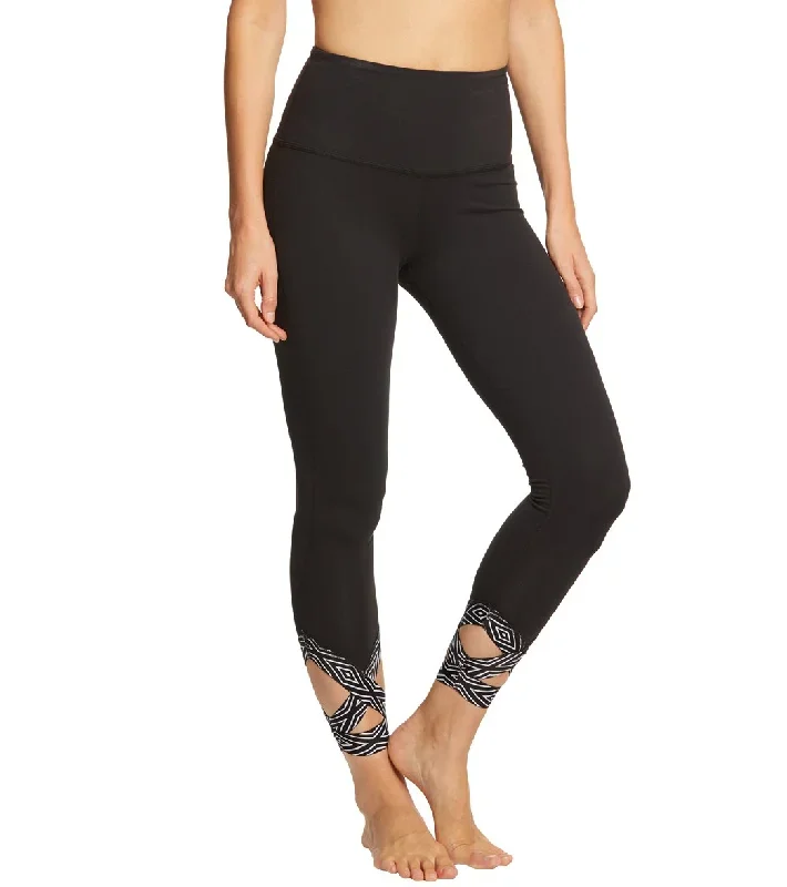 Beyond Yoga Badlands High Waisted Strappy 7/8 Yoga Leggings Jet Black