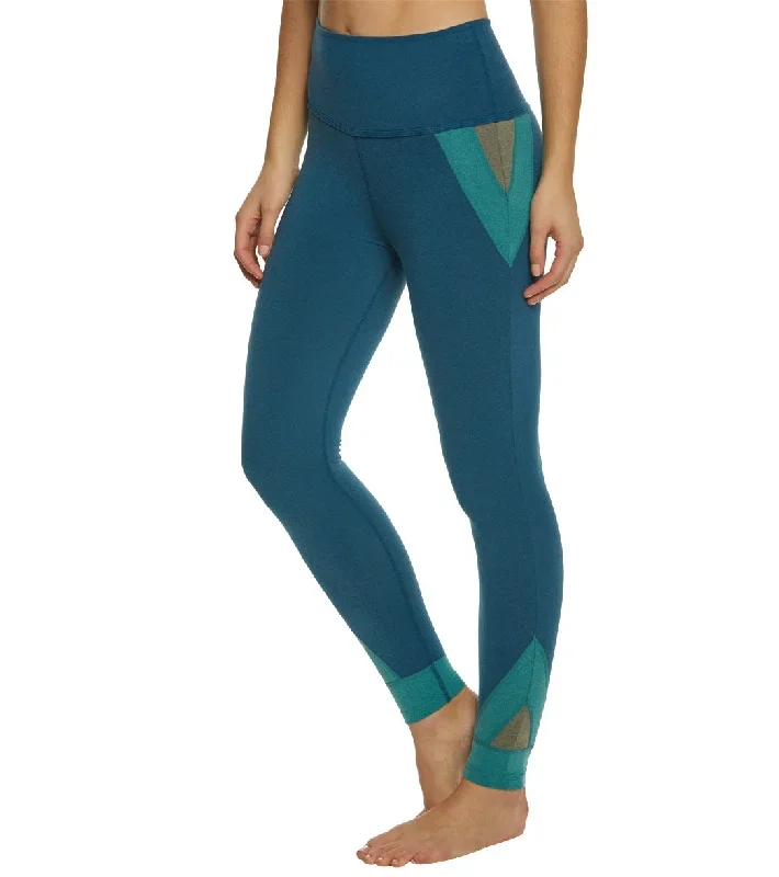 Beyond Yoga Block And Key High Waisted Midi Yoga Leggings Deep Sapphire Heather Colorblock