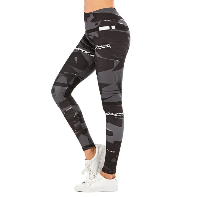 Brand Sexy Women Legging Leaf Printing Fitness Leggins Yoga