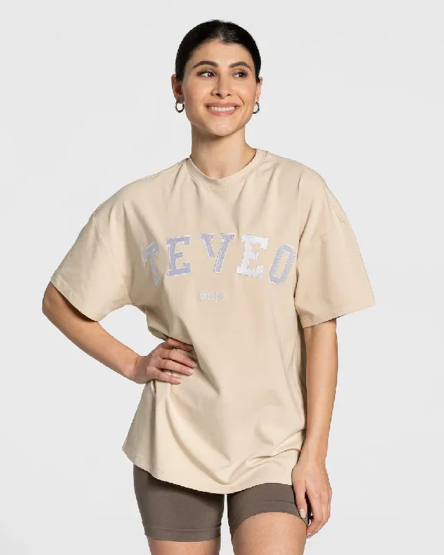 College Oversized T-Shirt Beige