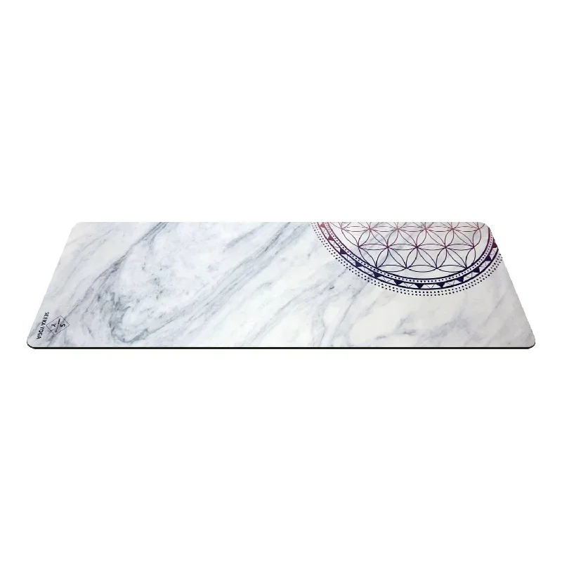 Luxe Vegan Suede Microfiber/ Recycled Rubber Printed Yoga Mat - MARBLE MANDALA