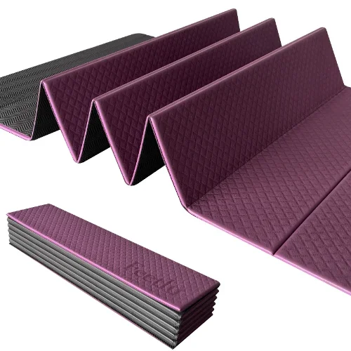 Foldable Exercise Yoga Mat  6mm (1/4) - DK Purple/Black