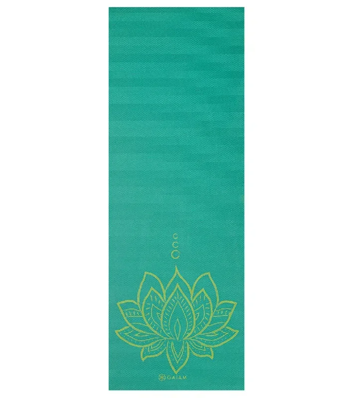 Gaiam Reversible Turquoise Lotus Printed Yoga Mat 68 6mm Extra Thick Turquoise Lotus