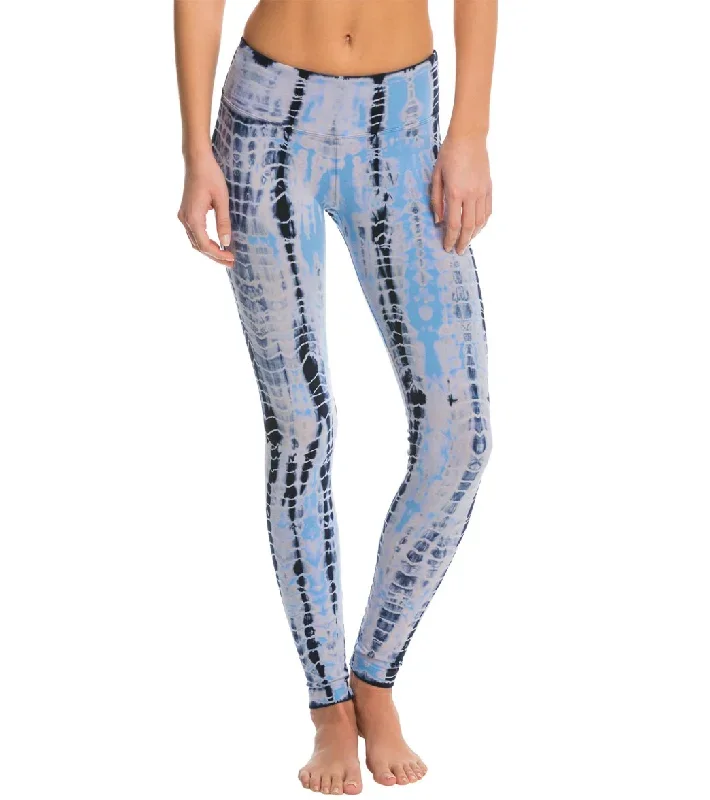 Hard Tail Flat Waist Cotton Ankle Yoga Leggings Light Blue Lizard