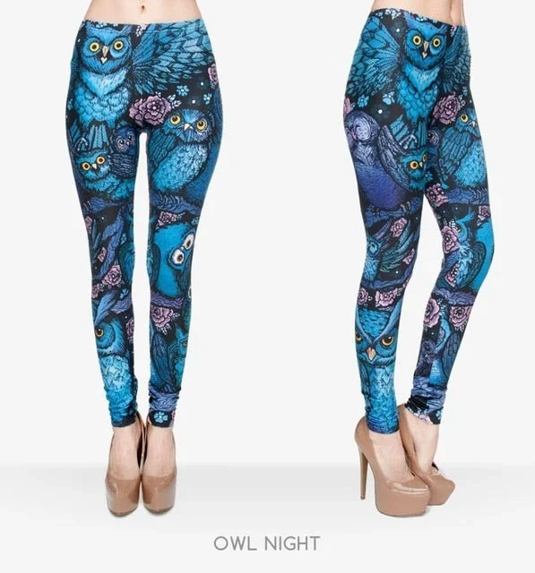 lovely-blue-owl-printed-ladies-fitness-leggings