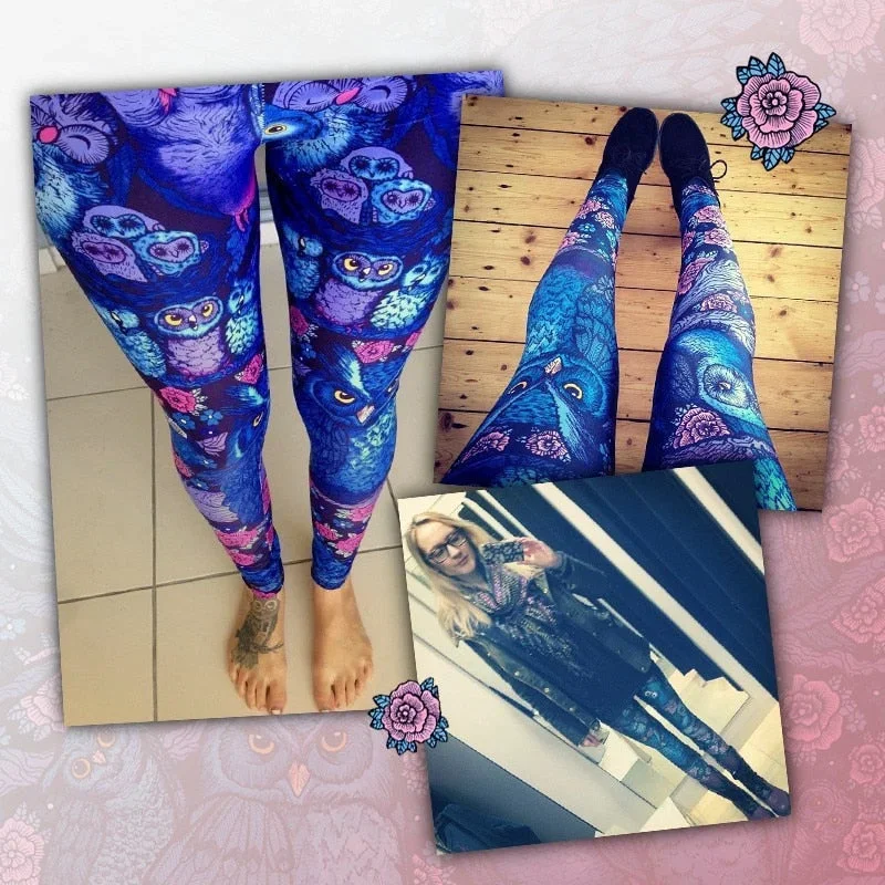 lovely-blue-owl-printed-ladies-fitness-leggings