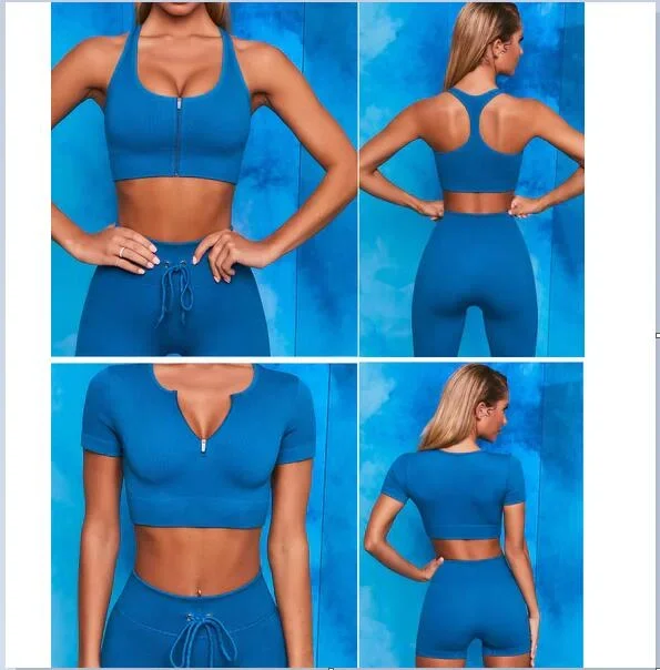 Yoga suit Short sleeve long sleeve top Drawstring fitness suit Seamless Yoga suit XL 7 color