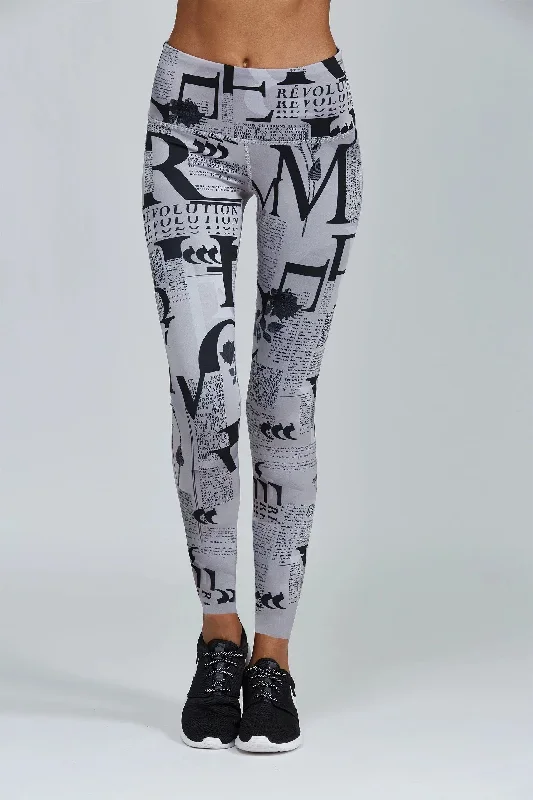 FINAL SALE Noli Yoga Revo Legging News Paper Print