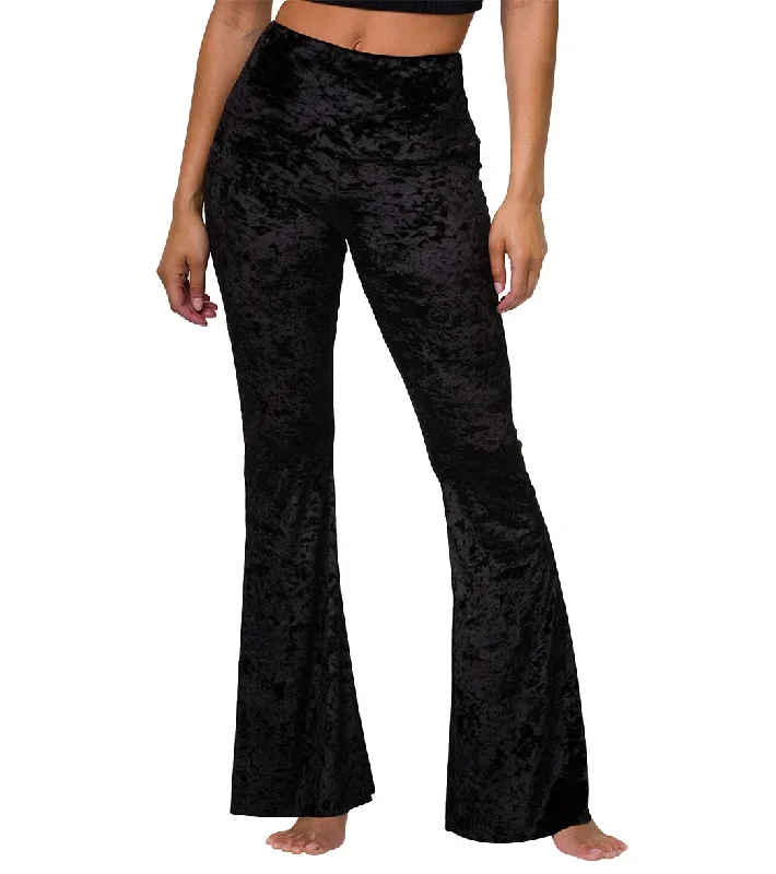 Onzie Bell Flare Yoga Pants  Black Crushed Velvet