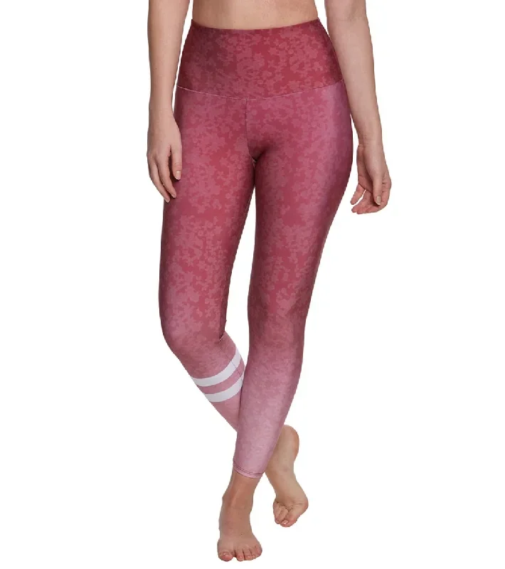 Onzie Graphic High Waisted 7/8 Yoga Leggings Burgundy Ombre