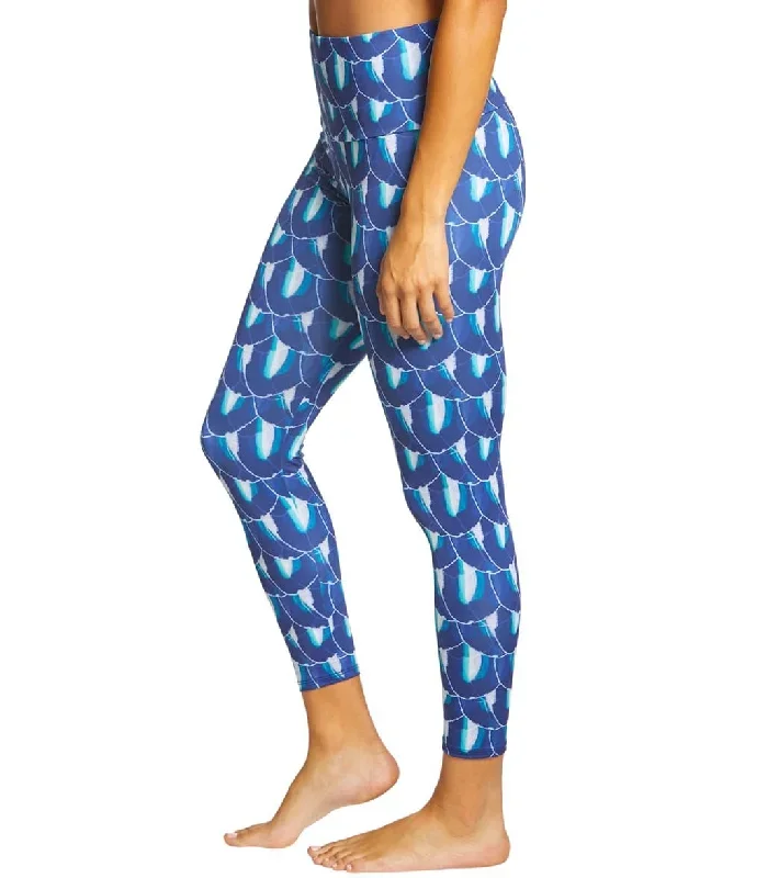 Onzie High Waisted Basic 7/8 Yoga Leggings Blue Geode