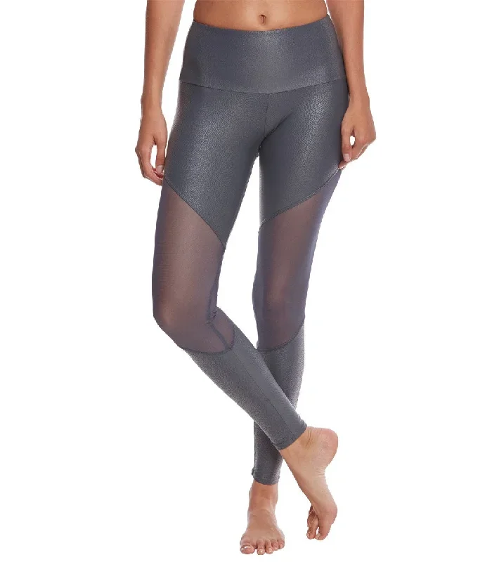 Onzie High Waisted Track Yoga Leggings Slate Venom