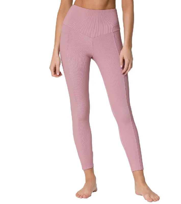 Onzie Ribbed Sweetheart 7/8 Yoga Leggings Antique Rose Rib