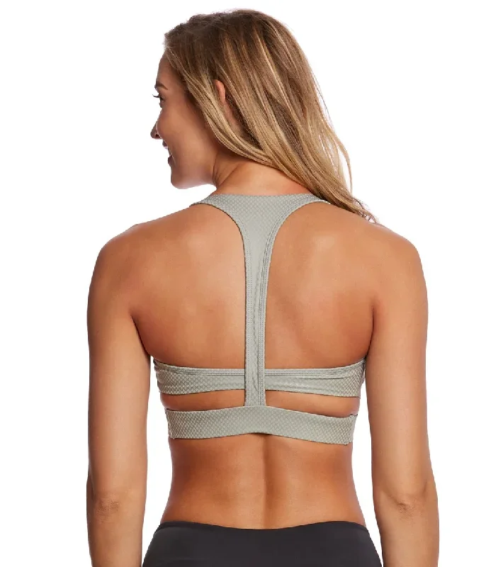 Onzie Wrap Yoga Sports Bra Stone Fishnet