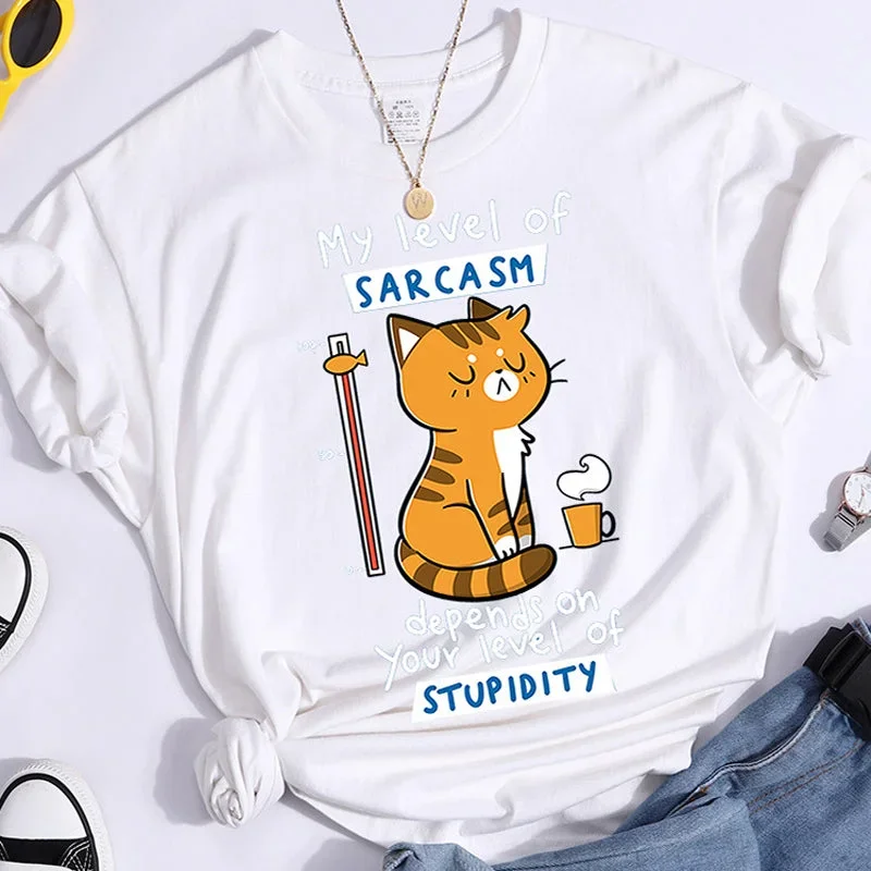 Pattern T-shirt Fashionable Printed Fashion Loose T-shirt Cat