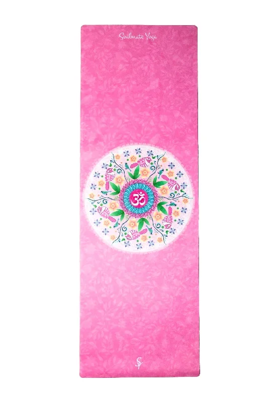 Suede Mandala Yoga Mat Pink