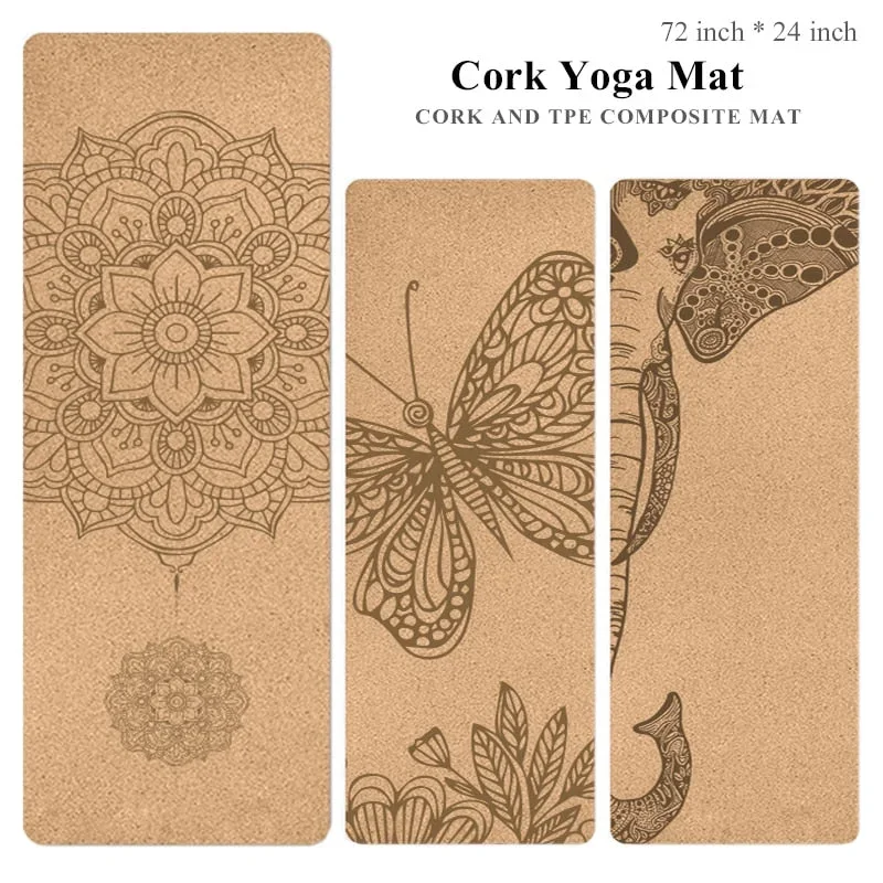 Printed Natural Cork TPE Yoga Mat