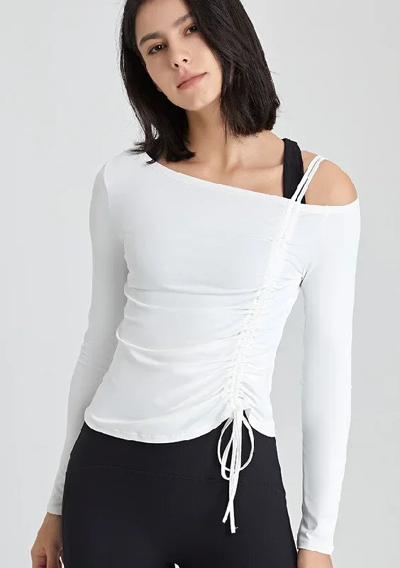 Soft Fabric Side Drawstring Slim Shirt