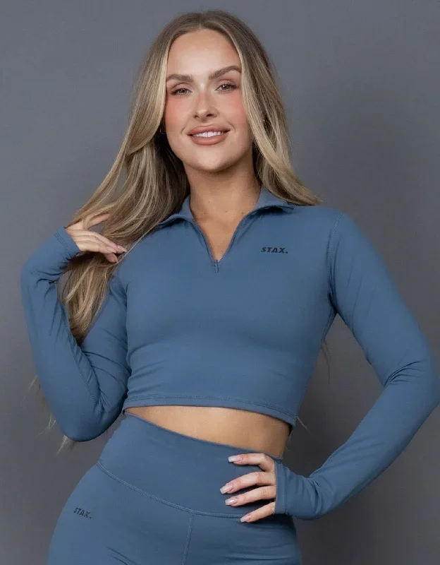 Long Sleeve Zip Crop NANDEX  Cobalt - Blue