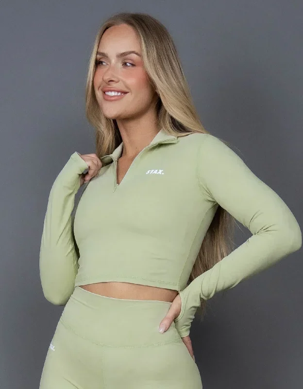 Long Sleeve Zip Crop NANDEX  Thistle - Green