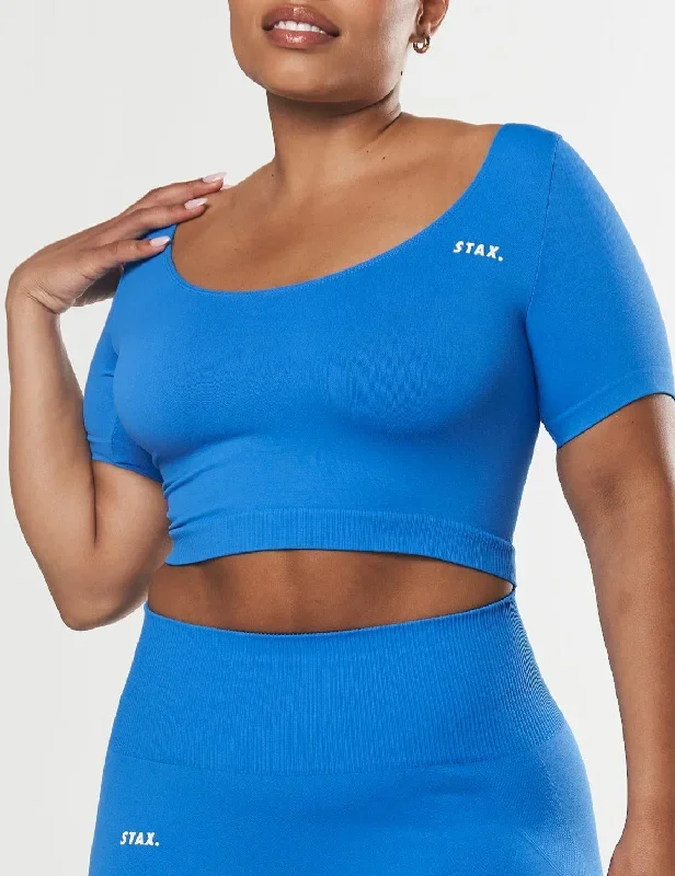 Premium Seamless Scoop Tee - Blue