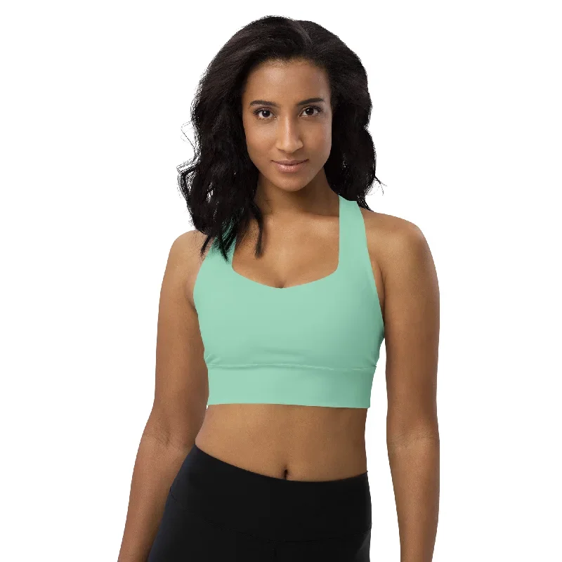 Vista Blue Longline Women's High Impact Sports Bra