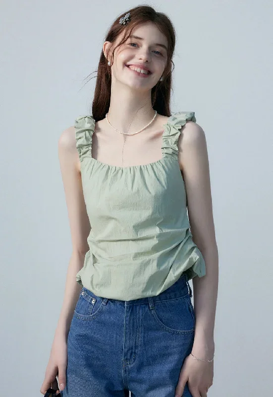 Women's Ruffled Strap Square Neck Top