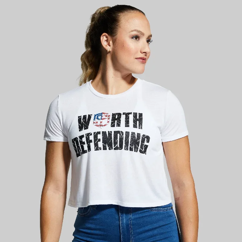 Worth Defending Crop Tee (White)