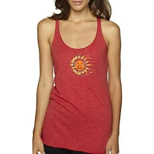 Ladies Yoga Sleeping Sun Racerback Vintage Tank Top