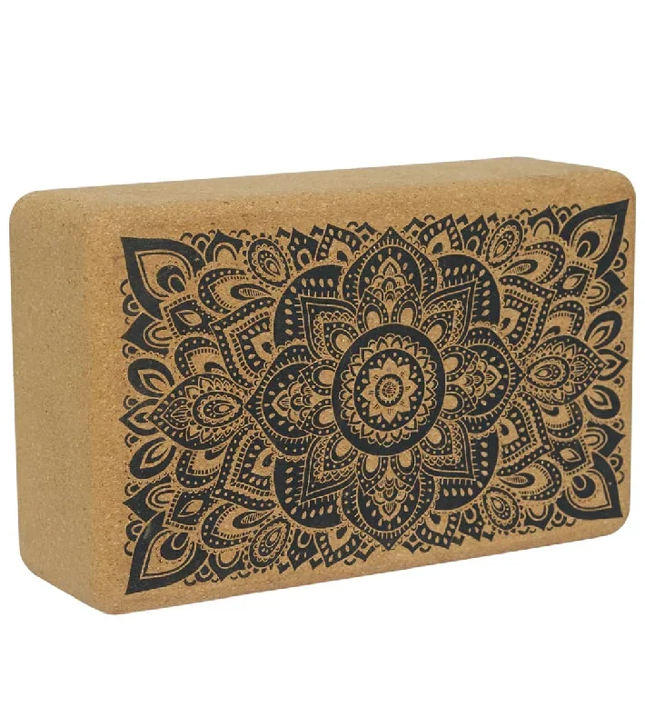 Yoga Design Lab Mandala Cork Yoga Block 3 Inch Mandala Black